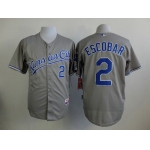 Men's Kansas City Royals #2 Alcides Escobar Gray Jersey