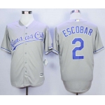 Men's Kansas City Royals #2 Alcides Escobar Grey New Cool Base Jersey