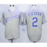 Men's Kansas City Royals #2 Alcides Escobar Grey New Cool Base Jersey