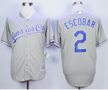 Men's Kansas City Royals #2 Alcides Escobar Grey New Cool Base Jersey