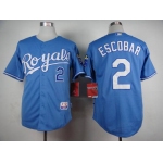 Men's Kansas City Royals #2 Alcides Escobar Light Blue Jersey