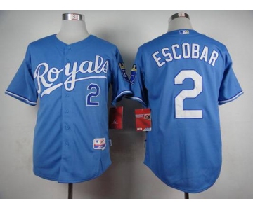 Men's Kansas City Royals #2 Alcides Escobar Light Blue Jersey