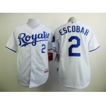 Men's Kansas City Royals #2 Alcides Escobar White Jersey