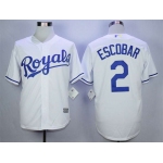 Men's Kansas City Royals #2 Alcides Escobar White New Cool Base Jersey