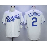Men's Kansas City Royals #2 Alcides Escobar White New Cool Base Jersey