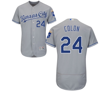 Men's Kansas City Royals #24 Christian Colon Majestic Gray 2016 Flexbase Authentic Collection Jersey