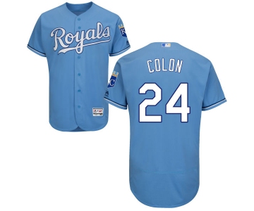 Men's Kansas City Royals #24 Christian Colon Majestic Light Blue 2016 Flexbase Authentic Collection Jersey