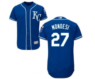Men's Kansas City Royals #27 Raul A. Mondesi Navy Blue KC Stitched MLB Majestic Cool Base Jersey