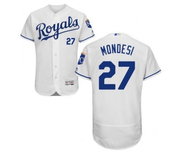 Men's Kansas City Royals #27 Raul A. Mondesi White Home Stitched MLB 2016 Majestic Flex Base Jersey