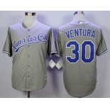 Men's Kansas City Royals #30 Yordano Ventura Grey New Cool Base Jersey
