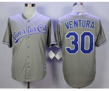 Men's Kansas City Royals #30 Yordano Ventura Grey New Cool Base Jersey