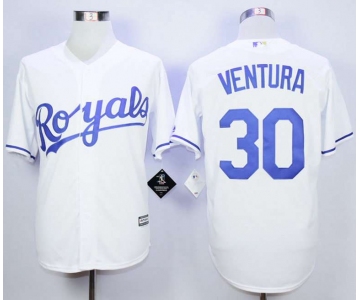 Men's Kansas City Royals #30 Yordano Ventura White New Cool Base Jersey