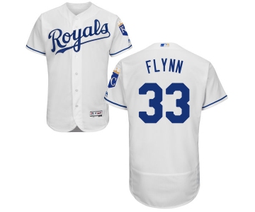 Men's Kansas City Royals #33 Brian Flynn Majestic White 2016 Flexbase Authentic Collection Jersey