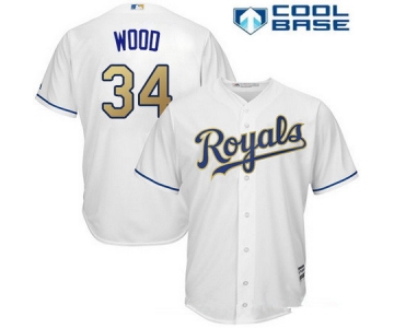 Men's Kansas City Royals #34 Travis Wood Replica White Home Cool Base MLB Jersey