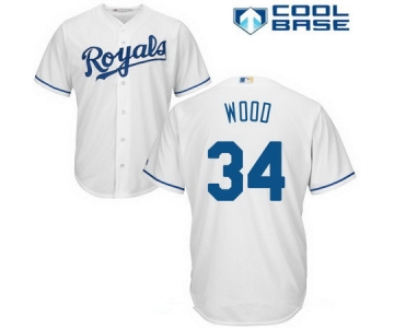 Men's Kansas City Royals #34 Travis Wood White Home Stitched MLB Majestic Cool Base Jersey