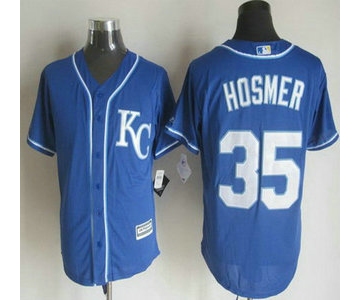 Men's Kansas City Royals #35 Eric Hosmer Alternate Blue KC 2015 MLB Cool Base Jersey