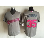 Men's Kansas City Royals #35 Eric Hosmer Gray With Pink 2016 Mother's Day Baseball Cool Base Jersey
