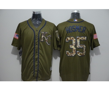 Men's Kansas City Royals #35 Eric Hosmer Green Salute to Service Majestic Baseball Jersey