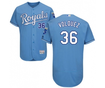 Men's Kansas City Royals #36 Edinson Volquez Majestic Light Blue 2016 Flexbase Authentic Collection Jersey