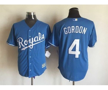 Men's Kansas City Royals #4 Alex Gordon Alternate Light Blue 2015 MLB Cool Base Jersey