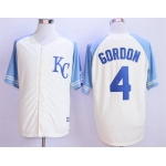 Men's Kansas City Royals #4 Alex Gordon Cream New Cool Base Jersey