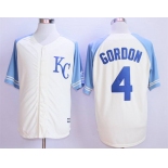 Men's Kansas City Royals #4 Alex Gordon Cream New Cool Base Jersey