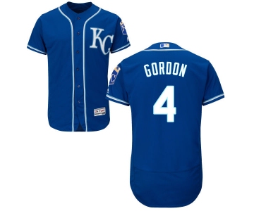 Men's Kansas City Royals #4 Alex Gordon Navy Blue KC 2016 Flexbase Majestic Baseball Jersey