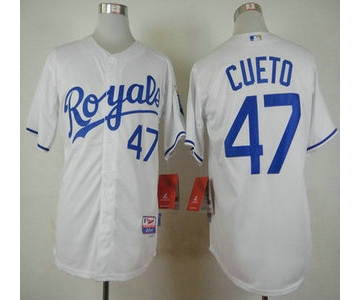 Men's Kansas City Royals #47 Johnny Cueto Home White MLB Cool Base Jersey
