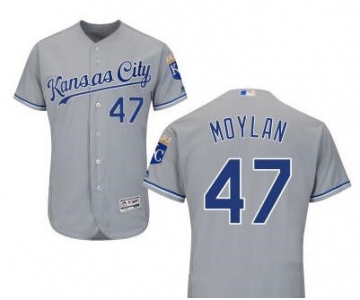 Men's Kansas City Royals #47 Peter Moylan Gray Road Stitched MLB Majestic Cool Base Jersey