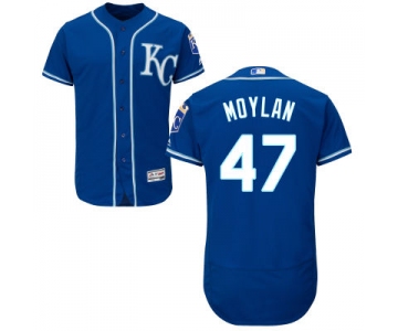 Men's Kansas City Royals #47 Peter Moylan Navy Blue KC 2016 Flexbase Majestic Baseball Jersey