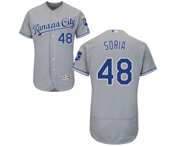 Men's Kansas City Royals #48 Joakim Soria Majestic Gray 2016 Flexbase Authentic Collection Jersey