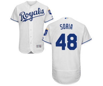Men's Kansas City Royals #48 Joakim Soria Majestic White 2016 Flexbase Authentic Collection Jersey