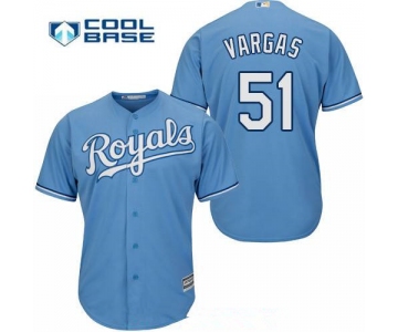 Men's Kansas City Royals #51 Jason Vargas Light Blue Alternate Stitched MLB Majestic Cool Base Jersey