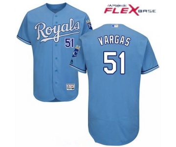 Men's Kansas City Royals #51 Jason Vargas Light Blue Alternate Stitched MLB Majestic Flex Base Jersey