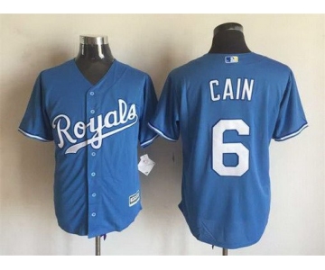 Men's Kansas City Royals #6 Lorenzo Cain Alternate Light Blue 2015 MLB Cool Base Jersey