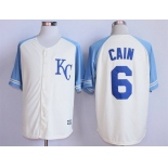Men's Kansas City Royals #6-Lorenzo-Cain-Cream-New-Cool-Base-Jersey