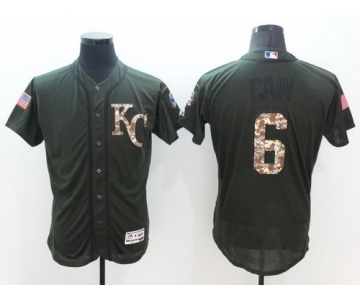 Men's Kansas City Royals #6 Lorenzo Cain Green Salute to Service 2016 Flexbase Majestic Baseball Jersey