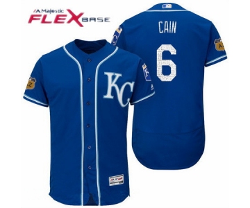 Men's Kansas City Royals #6 Lorenzo Cain Royal Blue 2017 Spring Training Stitched MLB Majestic Flex Base Jersey