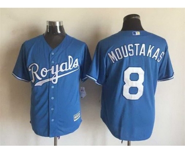Men's Kansas City Royals #8 Mike Moustakas Alternate Light Blue 2015 MLB Cool Base Jersey