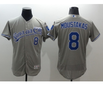 Men's Kansas City Royals #8 Mike Moustakas Gray Road 2016 Flexbase Majestic Baseball Jersey