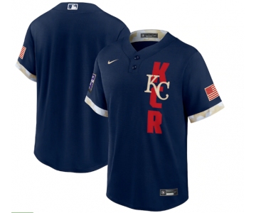 Men's Kansas City Royals Blank 2021 Navy All-Star Cool Base Stitched MLB Jersey