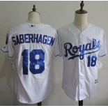 Men's Kansas City Royals Coach #18 Bret Saberhagen Retired White Cool Base Baseball Jersey