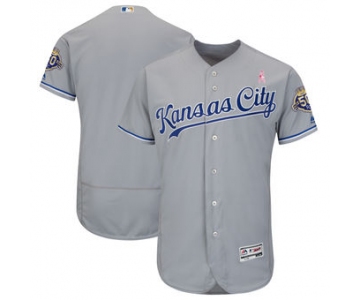 Men's Kansas City Royals Majestic Gray 2018 Mother's Day Road Flex Base Team Jersey