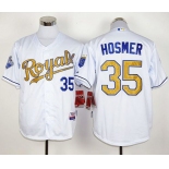Royals #35 Eric Hosmer White 2015 World Series Champions Gold Program Stitched MLB Jersey