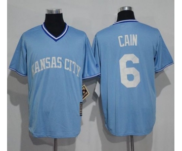 Royals #6 Lorenzo Cain Light Blue Cooperstown Stitched MLB Jersey