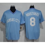 Royals #8 Mike Moustakas Light Blue Cooperstown Stitched MLB Jersey