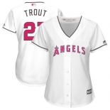 Angels #27 Mike Trout White Mother's Day Cool Base Women's Stitched Baseball Jersey
