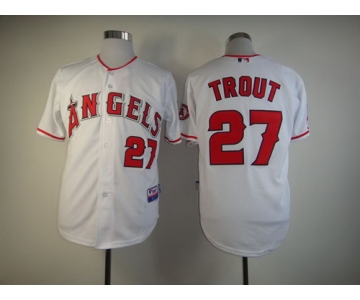 LA Angels of Anaheim #27 Mike Trout White Jersey
