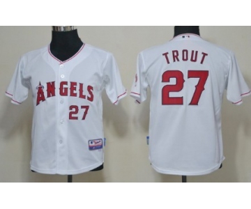 LA Angels of Anaheim #27 Mike Trout White Kids Jersey