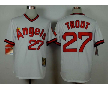Men's LA Angels Of Anaheim #27 Mike Trout White 1980 Turn Back The Clock Jersey